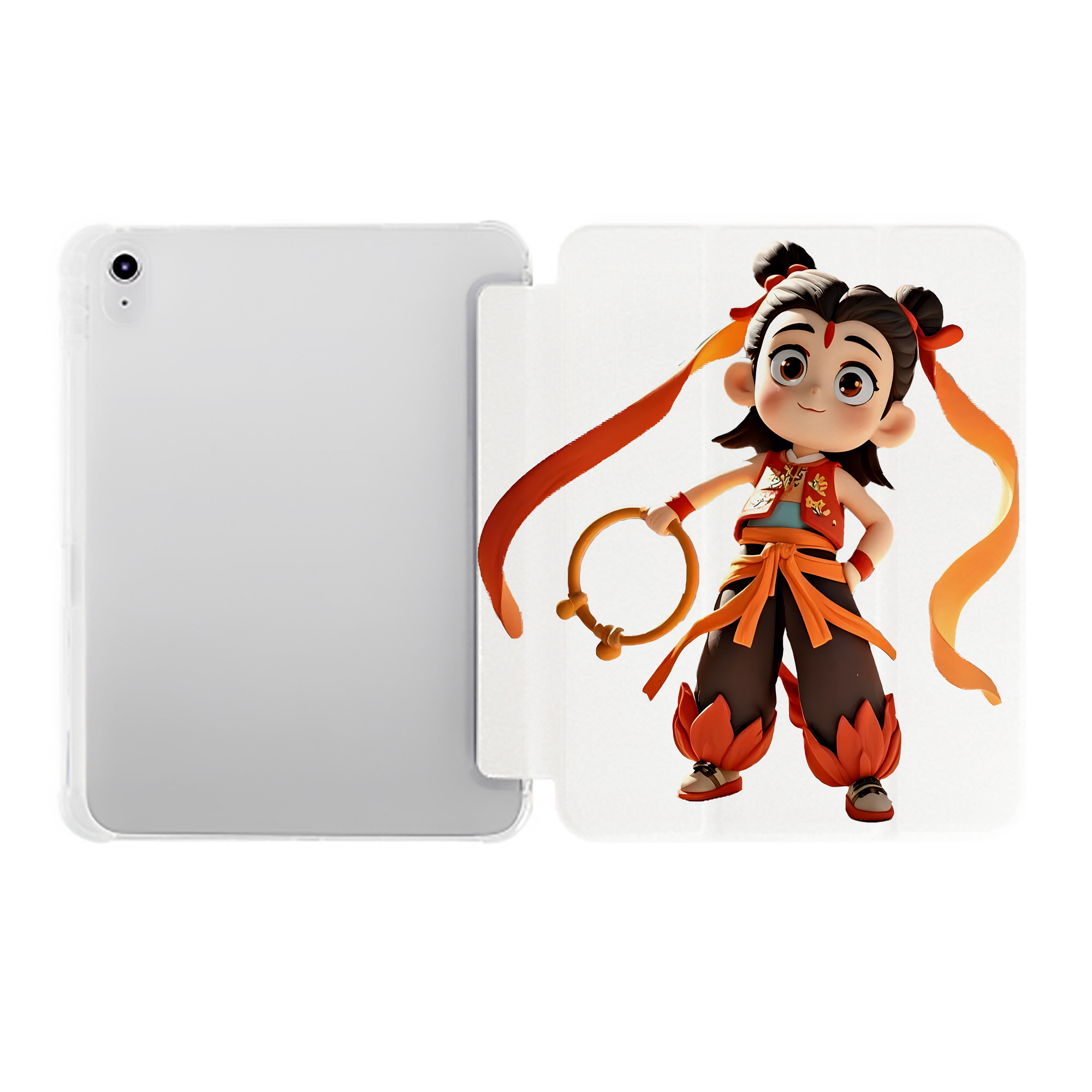 （画像用） Ne Zha 2 ナタ 魔童の大暴れ IPad ケース ペン収納付き 三つ折りスタンド PUレザー×シリコン 対応機種9.5/10.5/10.9インチ